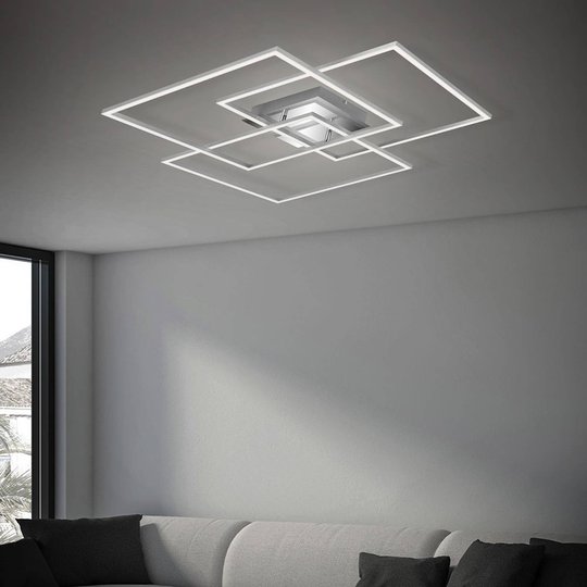 LED-kattovalaisin Frame CCT, kromi, 70 x 70 cm