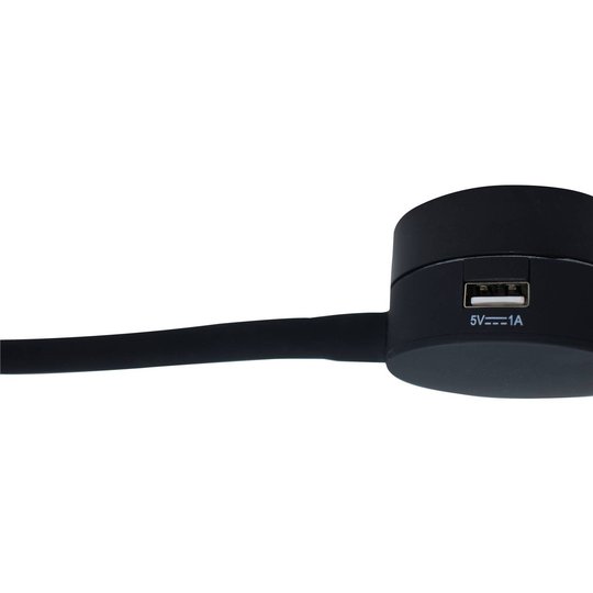 LED-seinävalaisin Suma, musta, USB