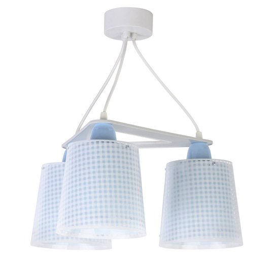 Lastenhuoneen riippuvalo Vichy, 3-lamp, sininen