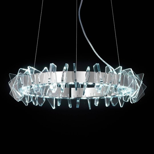 Rengasmainen LED-riippuvalaisin Eos, lasilla