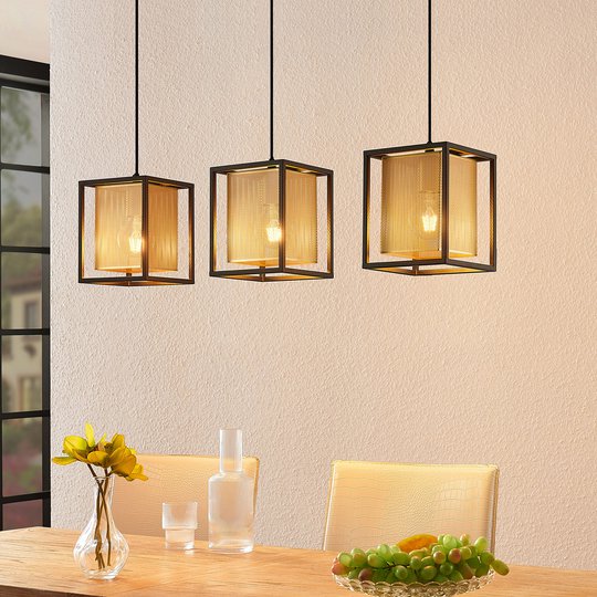 Lindby Daiana -riippuvalo kennokuviolla, 3-lamp.