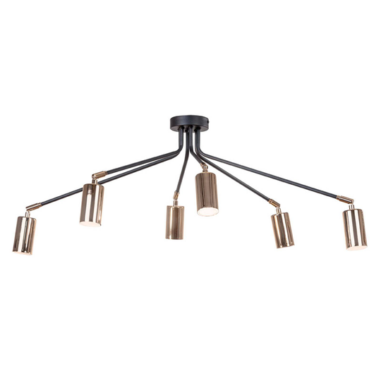 Orbit-kattovalaisin musta/kulta, 6-lamppuinen