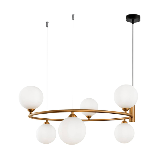 Maytoni Ring -riippuvalo 6 lamppua messinki/valk.