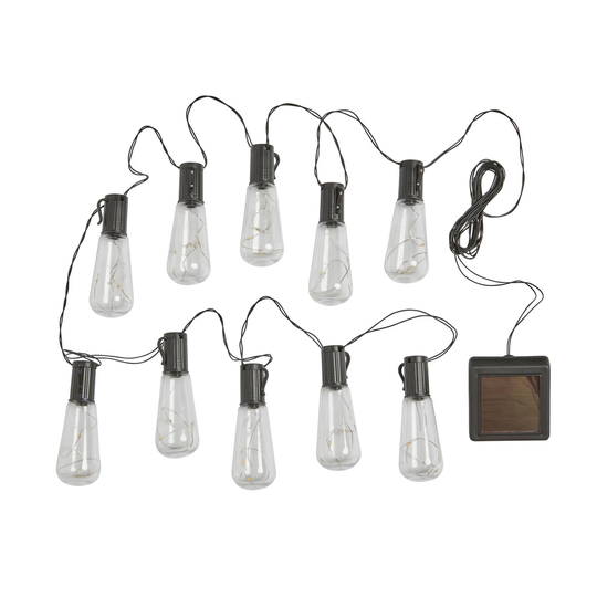 Eureka Vintage -LED-aurinkovaloketju 10-lamppuinen