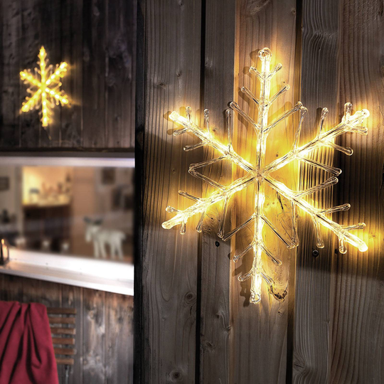 Valaiseva LED-lumihiutale, lämmin valkoinen 40 cm