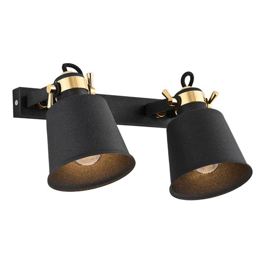 Seinäkohdevalaisin Kerava, 2-lamp., musta/messinki