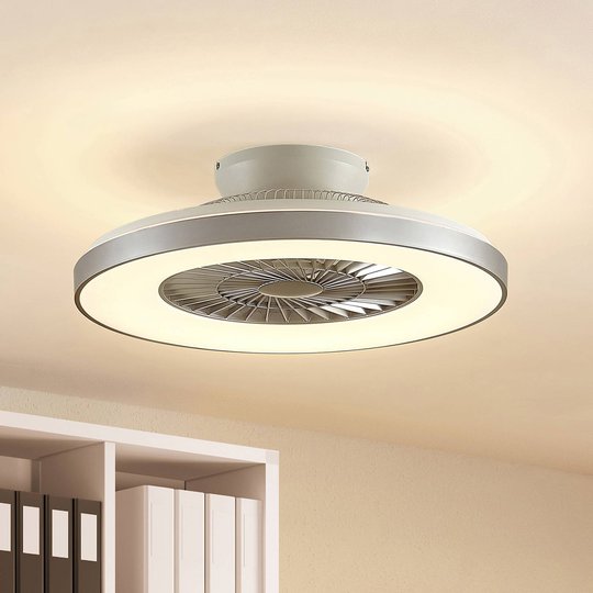 Lindby Orligo -LED-kattotuuletin, hopea