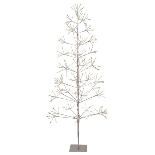 Flower Tree -LED-koristepuu IP44 hopea, K 180cm