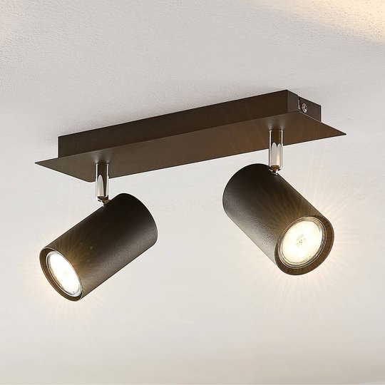 Lindby Joffrey -kattokohdevalo, 2-lamp., musta