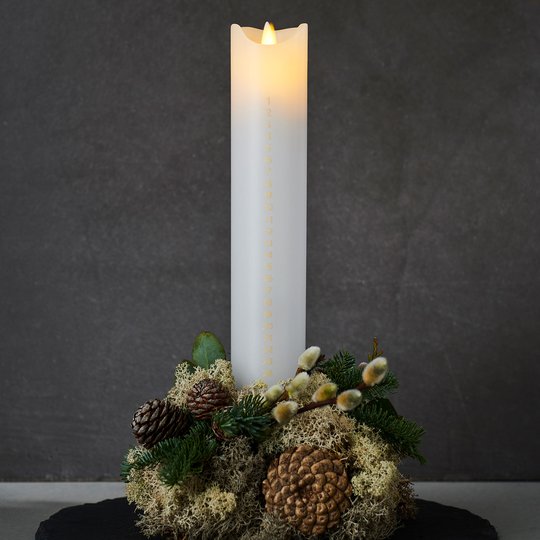 LED-kynttilä Sara Calendar, weiß/gold, Höhe 29 cm