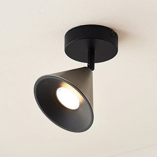 Lucande Kartio -kattovalaisin, 1-lamp., nikkeli
