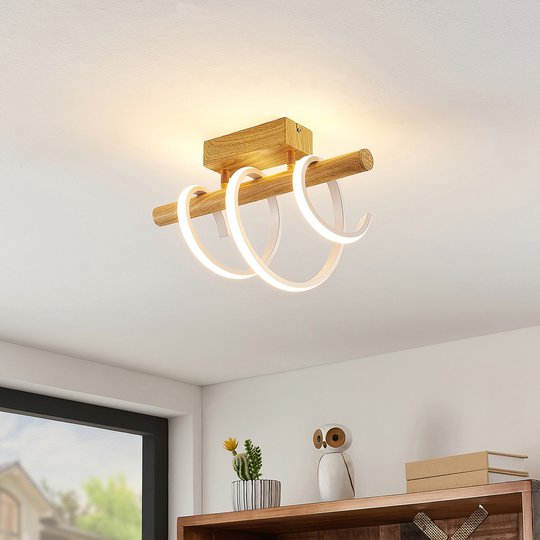 Lucande Milora -LED-kattovalaisin 27 cm, tammi