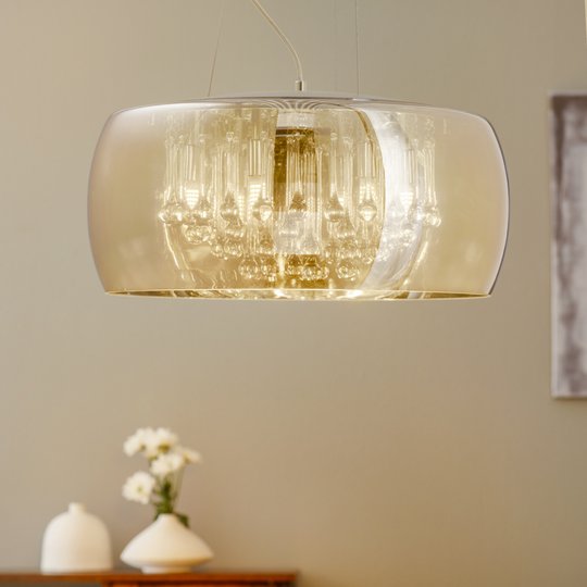 LED-riippuvalaisin Argos kristallipisaroilla Ø50cm