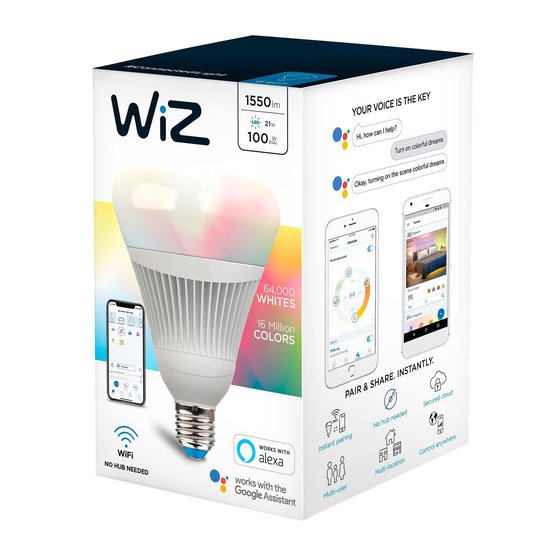 WiZ E27 LED-lamppu matta Ø12cm 21W RGBW 2 200-6500