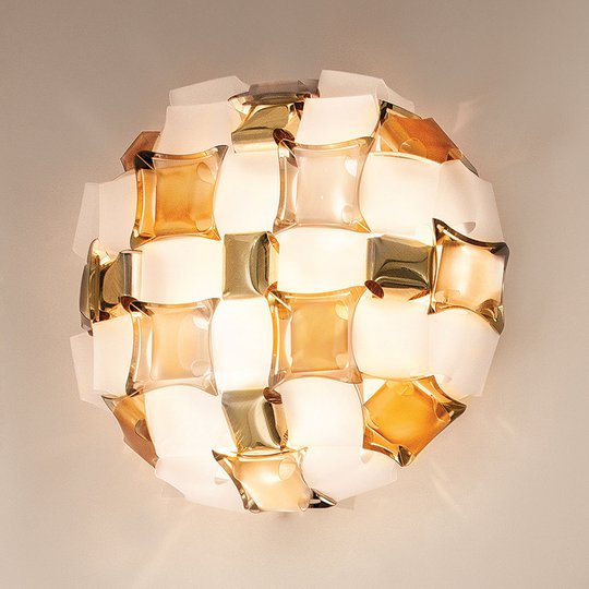 Slamp Mida -seinävalaisin, 32x32 cm, meripihka/val