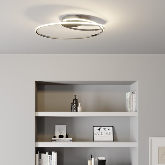 Lindby Xenias -LED-kattovalaisin, kromi 60 x 35 cm