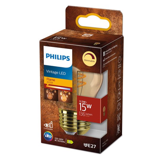 Philips LED Classic E27 P45 3,5W 2 000 K gold dim