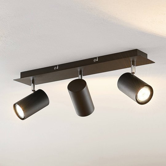 Lindby Joffrey -kattokohdevalo, 3-lamp., musta